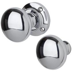Altro Polished Chrome Round Rim Door Knob - 56mm Rose Diameter