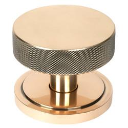 From The Anvil Brompton Polished Bronze Round Knurled Centre Door Knob on Art Deco Rose - 90mm Rose Diameter