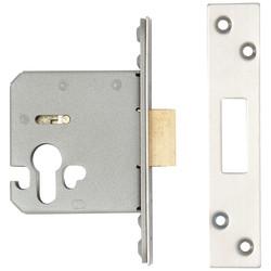 Altro Architectural Euro Profile Deadlock - 78mm Case - 57mm Backset - Satin Stainless Steel