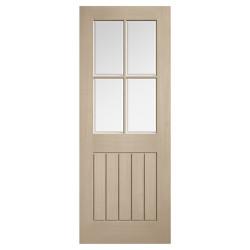 LPD Mexicano 4 Light Clear Bevelled Glazed Pre-Finished Solid Internal Door - 1981 x 686 x 35mm - Blonde Oak
