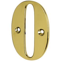 79mm Screw Fix Door Numeral - 0 - Polished Brass Effect