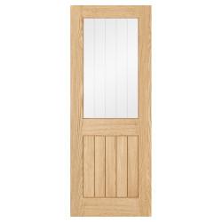 LPD Belize 1 Light Clear Glazed with Frosted Lines Pre-Finished Internal Door - 2040 x 626mm - Oak