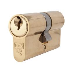 Eurospec 5 Pin 60mm Euro Double Cylinder - 30 + 30mm - Polished Brass - Keyed Alike