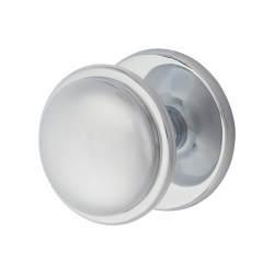 Altro Polished Chrome Round Centre Door Knob with Plain Rose - 80mm Rose Diameter