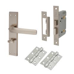 Altro Satin Nickel Bathroom Lock Door Handles Pack - Norley Range
