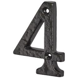 Olde Forge 76mm Screw Fix Door Numeral - 4 - Metalized Antique Black Iron