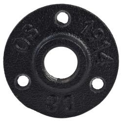 Altro 3/4" Pipe Shelving Iron Floor/Wall Fixing Flange - 65mm Diameter - Black