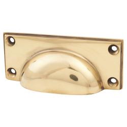From The Anvil Art Deco Cabinet Cup Handle - 84mm Centres - Antique Brass