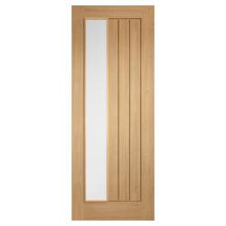 LPD Mexicano 1 Light Offset Clear Glazed Pre-Finished Solid Internal Door - 2032 x 813 x 35mm - Oak