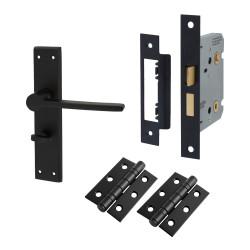 Altro Matt Black Bathroom Lock Door Handles Pack - Farley Range