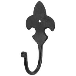 Olde Forge Fleur de Lys Single Coat Hook - 120 x 50mm - Antique Black Iron