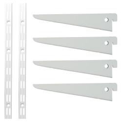 Altro Twin Slot Shelving Kit - 2 x 1500mm Shelf Wall Uprights & 4 x 170mm Shelf Brackets - White