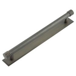 Hoxton by Frelan Sturt 15mm Reeded T-Bar Cabinet Pull Handle on Stepped Backplate - 224mm c/c - Dark Bronze