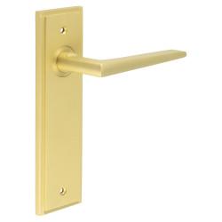 Burlington by Frelan Satin Brass Fire Rated Latch Door Handles - Mayfair - 200 x 55mm
