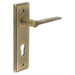 Burlington by Frelan Antique Brass Fire Rated DIN Euro Lock Door Handles - Knightsbridge - 200 x 55mm