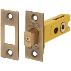 Altro 5mm Tubular Bathroom Deadbolt - 76mm Case - 57mm Backset - Square - Antique Brass