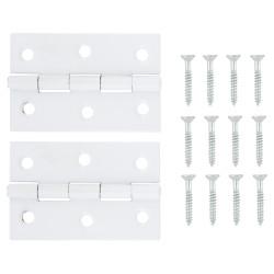 Steel Butt Door Hinge - 75 x 50mm - White - Pair