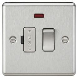 Knightsbridge 13A 1 Gang Round Edge Switched Fused Spur with Neon - Brushed Chrome