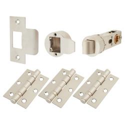 Jigtech Smartlatch Pack - 57mm Backset - 3 x Ball Bearing Hinges - Satin Stainless Steel