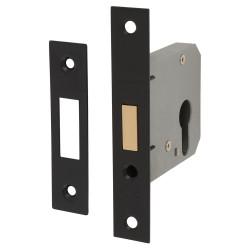 Touchpoint Contract Euro Profile Deadlock - 76mm Case - 57mm Backset - Matt Black