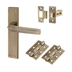 Altro Antique Brass Latch Door Handles Pack - Norley Range