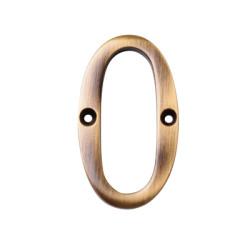 Heritage Brass by M Marcus 76mm Screw Fix Door Numeral - 0 - Antique Brass