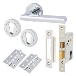 Touchpoint Polished Chrome Euro Lock Door Handles on Rose Pack - Sophia Range
