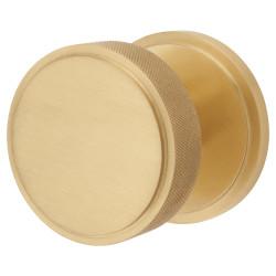 Hampstead Satin Brass Round Knurled Centre Door Knob - 80mm Rose Diameter