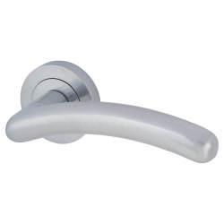 Touchpoint Satin Chrome Door Handles on Round Rose - Carina Range