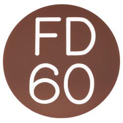 Altro FD60 Fire Door Sign - Self Adhesive - 50mm Diameter - Rigid Plastic - Brown