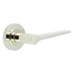 Burlington by Frelan Polished Nickel Fire Rated Door Handles on Round Rose - Knightsbridge Range