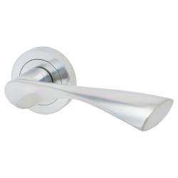 Altro Satin Chrome Door Handles on Round Rose - Knightsbridge Range