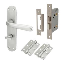Touchpoint Satin Chrome Bathroom Lock Door Handles Pack - Arezzo Range