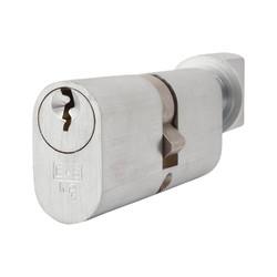 Eurospec 5 Pin 70mm Oval Thumbturn Cylinder - 35mm Turn + 35mm - Satin Chrome - Keyed to Differ