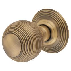 Hampstead Antique Brass Beehive Mortice Door Knob - 60mm Rose Diameter