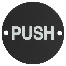 Altro Push Door Sign - 75mm Diameter - Matt Black
