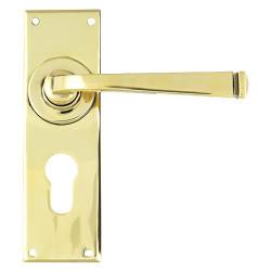 From The Anvil Aged Brass Euro Lock Door Handles - Avon Range - 152 x 48mm