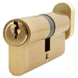 Altro 6 Pin 80mm Euro Thumbturn Cylinder - 40mm Turn + 40mm - Satin Brass - Keyed To Differ