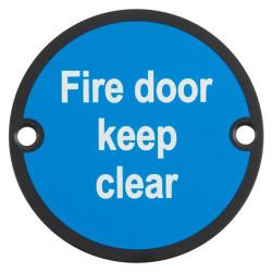 Altro Fire Door Keep Clear Door Sign - 75mm Diameter - Matt Black
