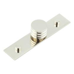 Hoxton by Frelan Sturt Grooved Round Cabinet Knob on Plain Backplate - 30mm Diameter - Polished Nickel