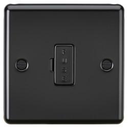 Knightsbridge 13A 1 Gang Round Edge Unswitched Fused Spur - Matt Black