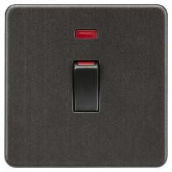 Knightsbridge 45A 1 Gang Screwless Double Pole Cooker Switch with Neon - Smoked Bronze