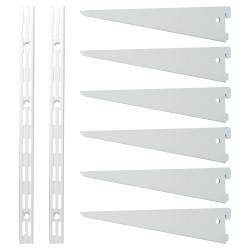 Altro Twin Slot Shelving Kit - 2 x 2000mm Shelf Wall Uprights & 6 x 370mm Shelf Brackets - White