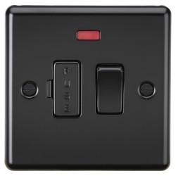 Knightsbridge 13A 1 Gang Round Edge Switched Fused Spur with Neon - Matt Black
