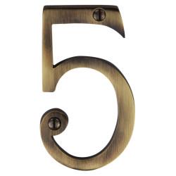 Heritage Brass by M Marcus 76mm Screw Fix Door Numeral - 5 - Antique Brass
