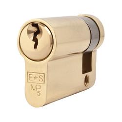 Eurospec 5 Pin 45mm Euro Single Cylinder - 35 + 10mm - Polished Brass - Keyed to Differ