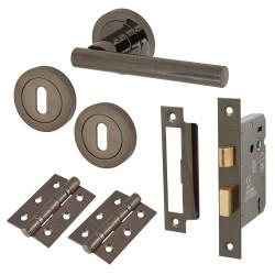 Altro Black Nickel 3 Lever Sashlock Door Handles on Rose Pack - Bella Range