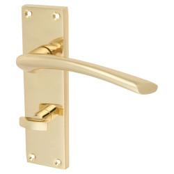 Touchpoint Polished Brass Bathroom Lock Door Handles Pack - Rimini Range