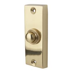 Altro Polished Brass Rectangular Plain Edge Period Bell Push - 80 x 30mm