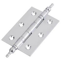 Finial Washered Butt Door Hinge - 75 x 50 x 2mm - Polished Chrome - Pair